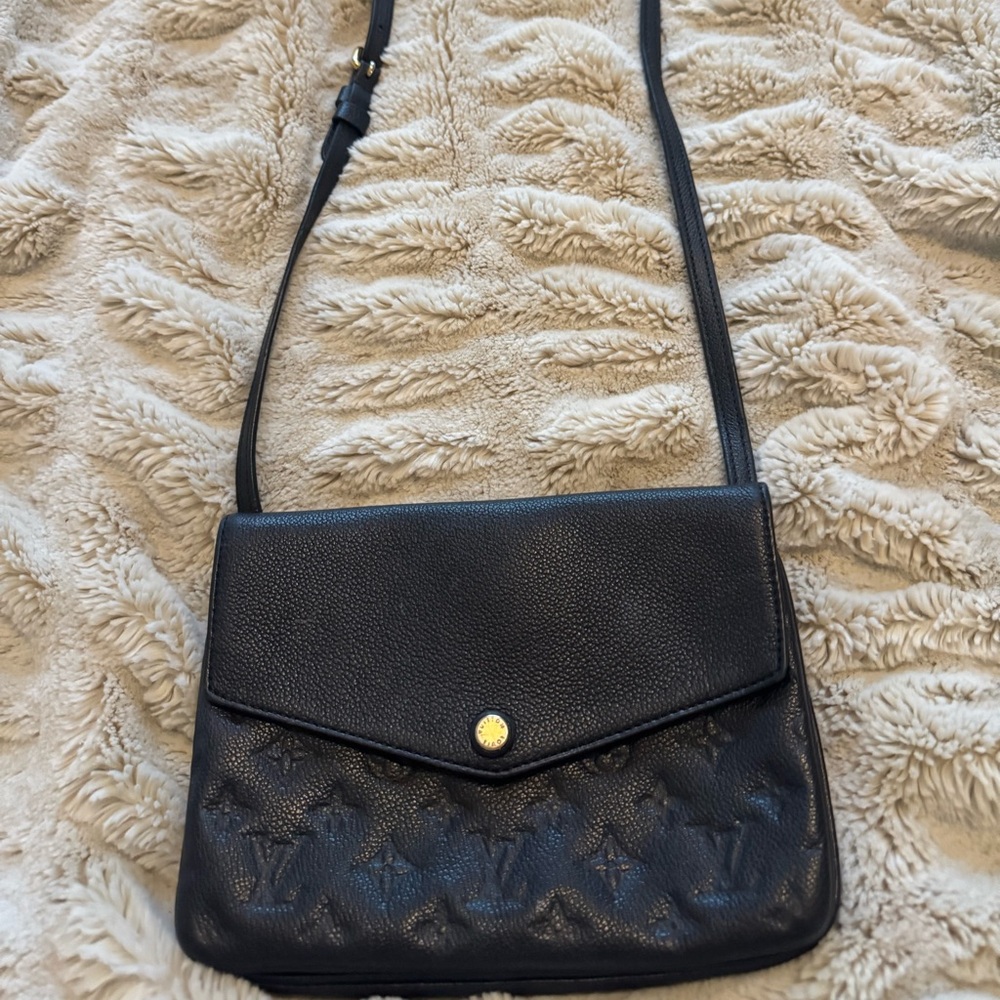 Louis Vuitton TWICE Empreinte Noir Black Calf Bag Pochette Crossbody Twin